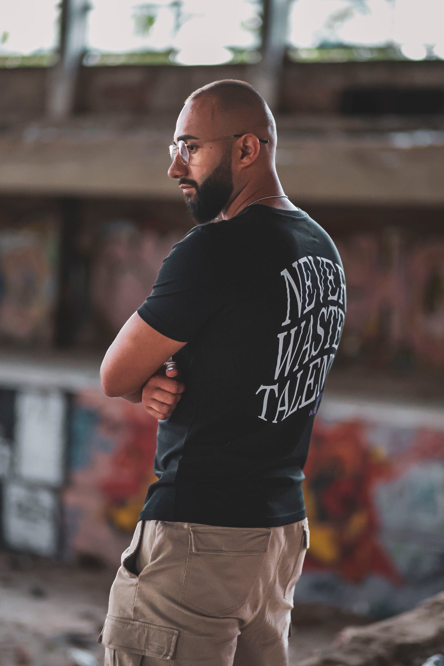 Black “Never Waste Talent” T-Shirt